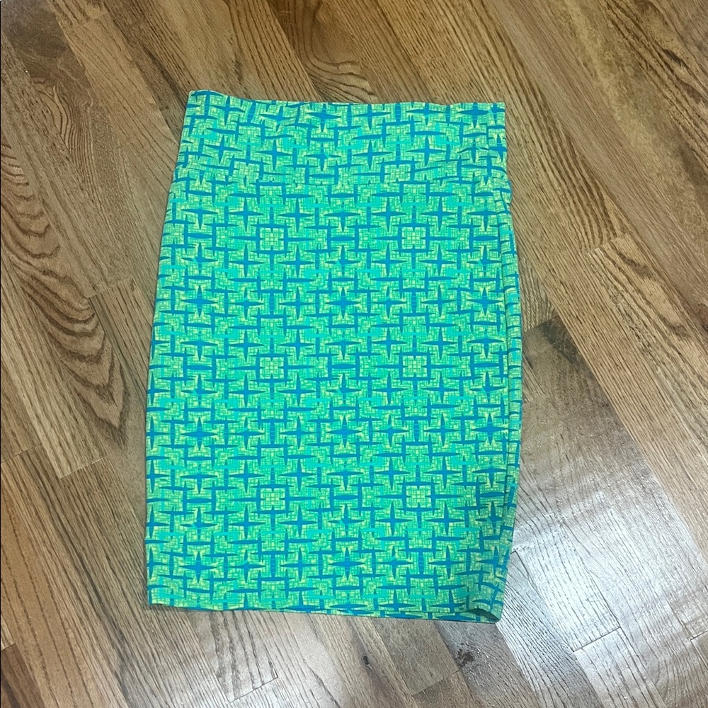 LuLaRoe Vibrant Green and Blue Midi Dress